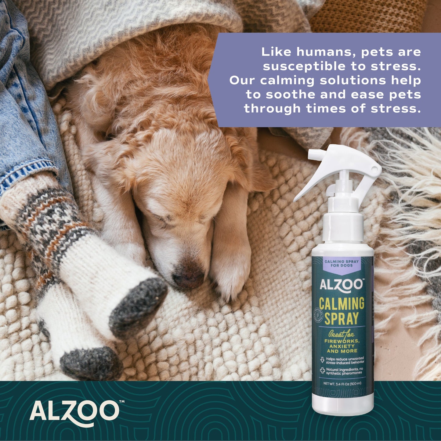 Alzoo Plant-Based Calming Spray Dog 3.4oz.