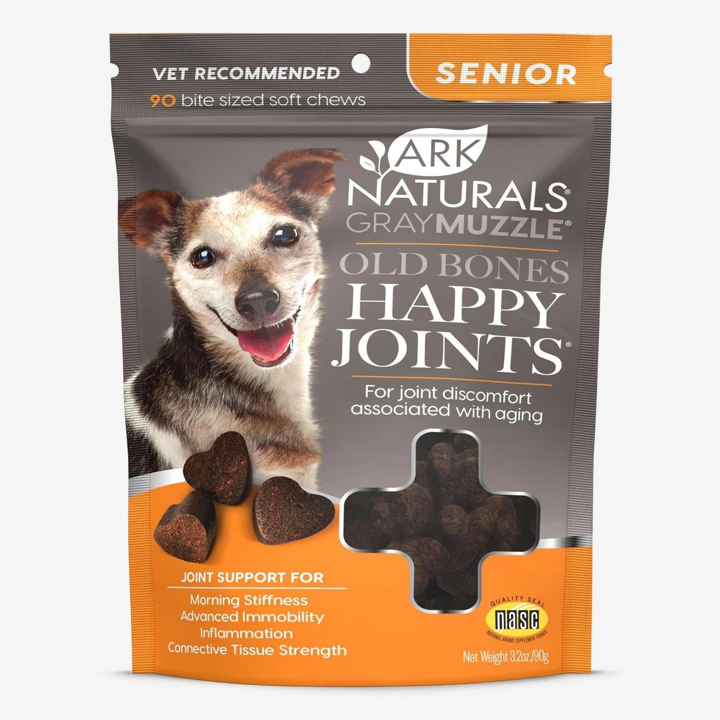 Ark Naturals Gray Muzzle Joint Health Senior Dog Treats, 3.17-oz. Bag, 90 Count