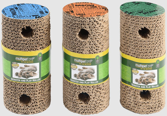 Multipet Cat Scratch Roller Catnip Toy Assorted 7.5 in