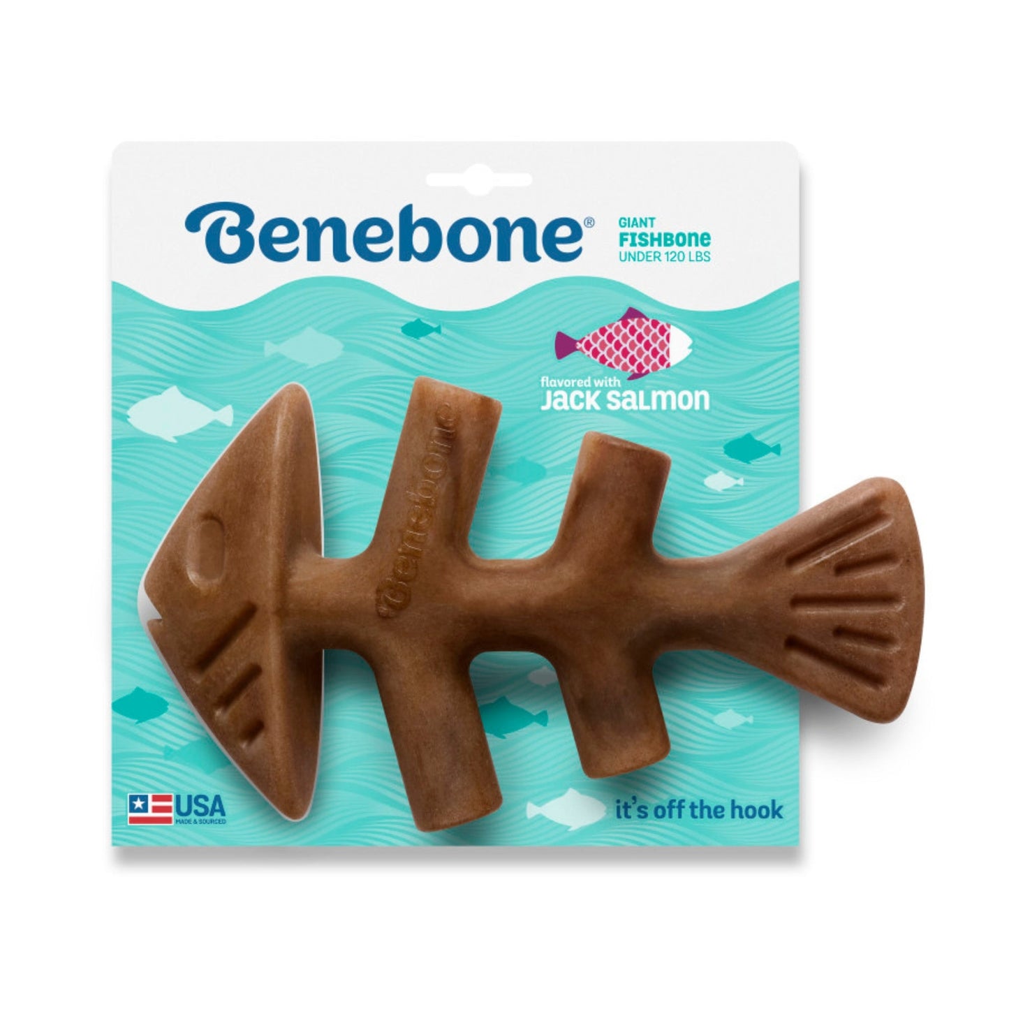 Benebone Fishbone Dog Chew Toy Salmon, 1ea/XL