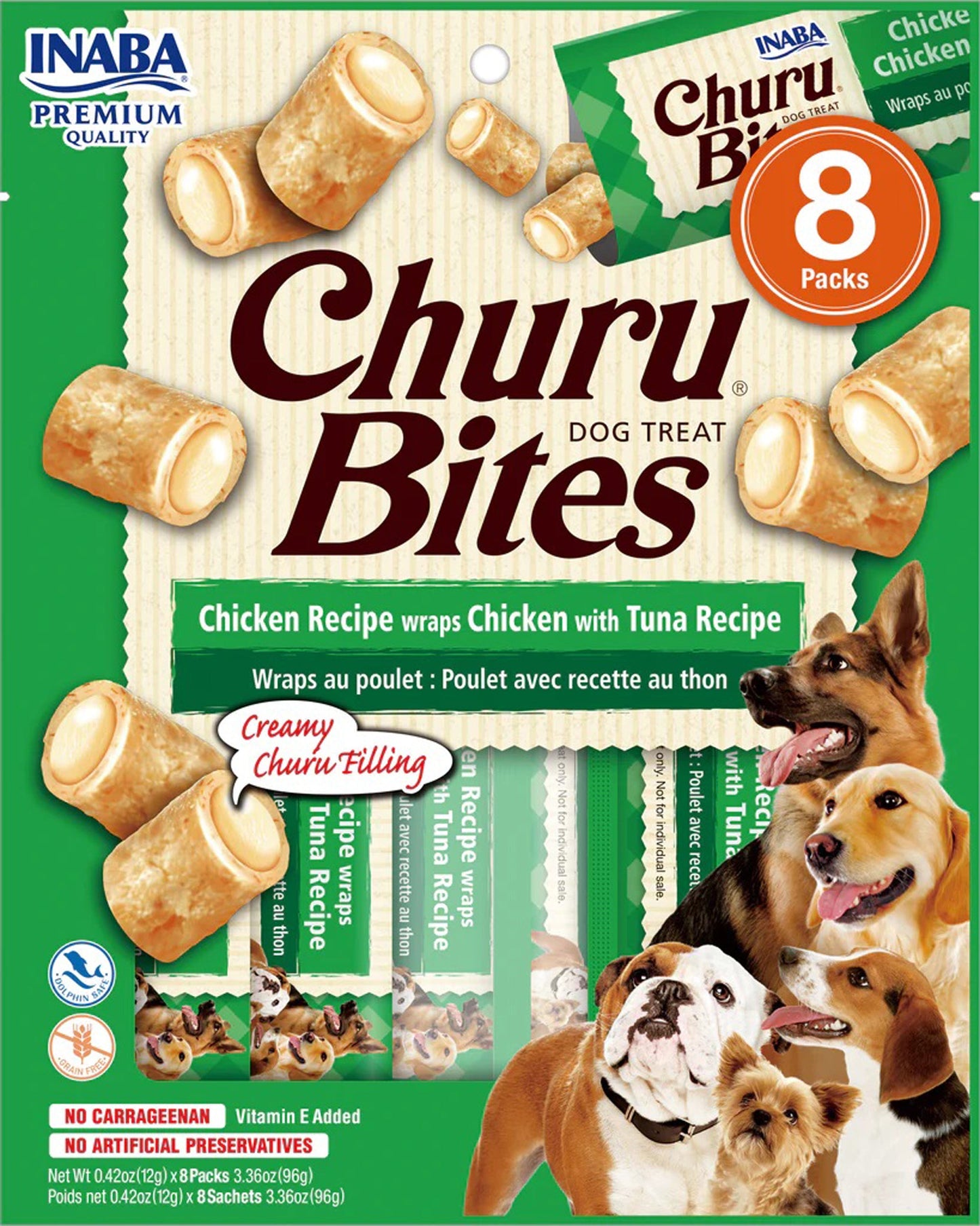 **Inaba Dog Churu Bite Chicken Tu Na Wraps 6Ct/3.36Oz