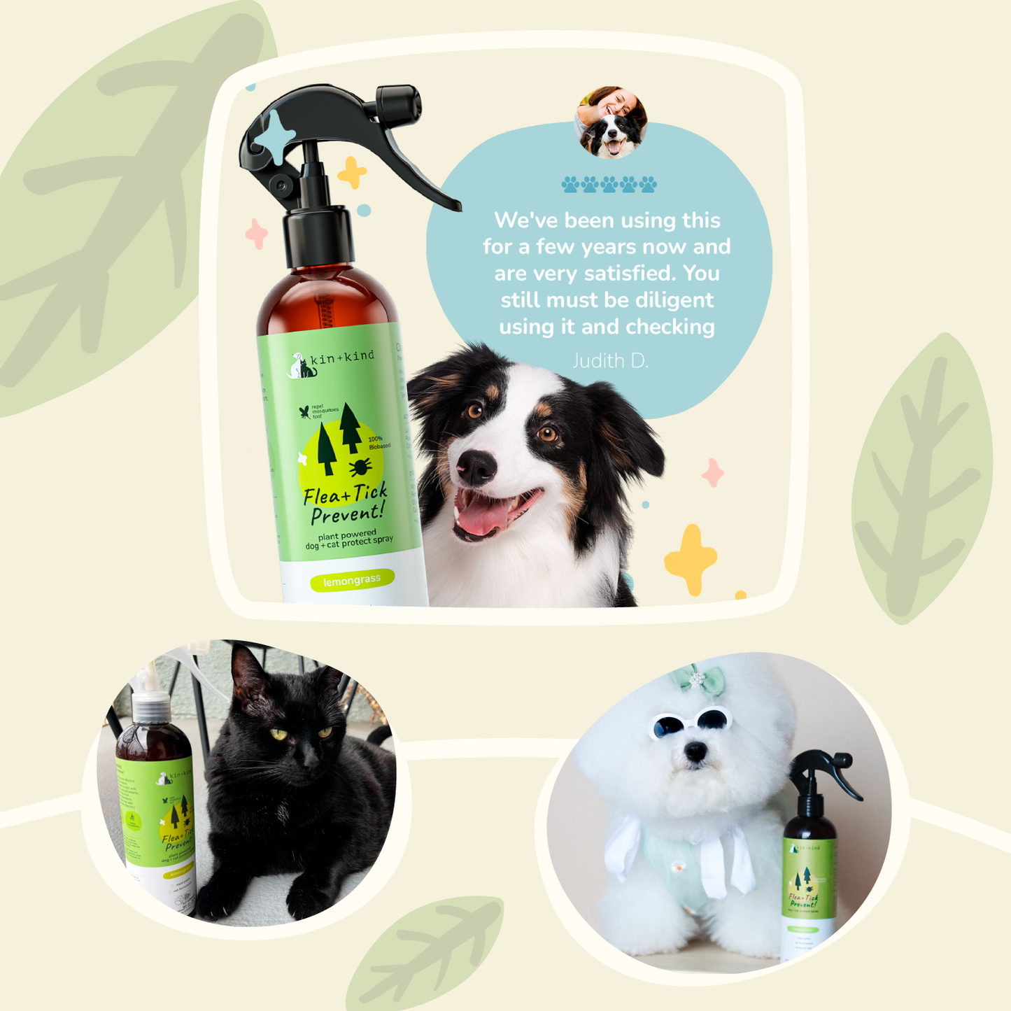 **Kin+Kind Flea/Tick Lemongrass Protect Spray 12oz.