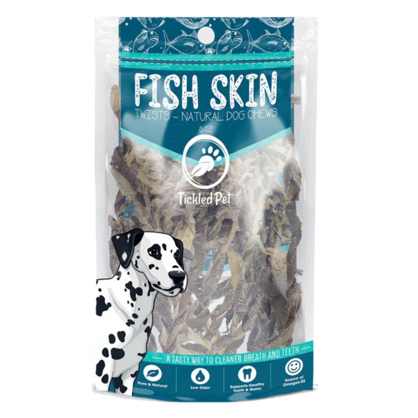 **Tickled Pet Dog 8oz. Icelandic Codfish Skin Twists