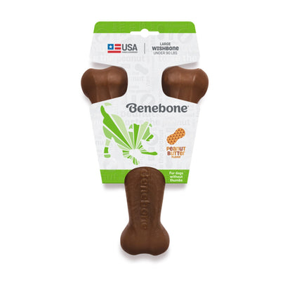 Benebone Wishbone Durable Dog Chew Toy Peanut Butter, 1ea/LG