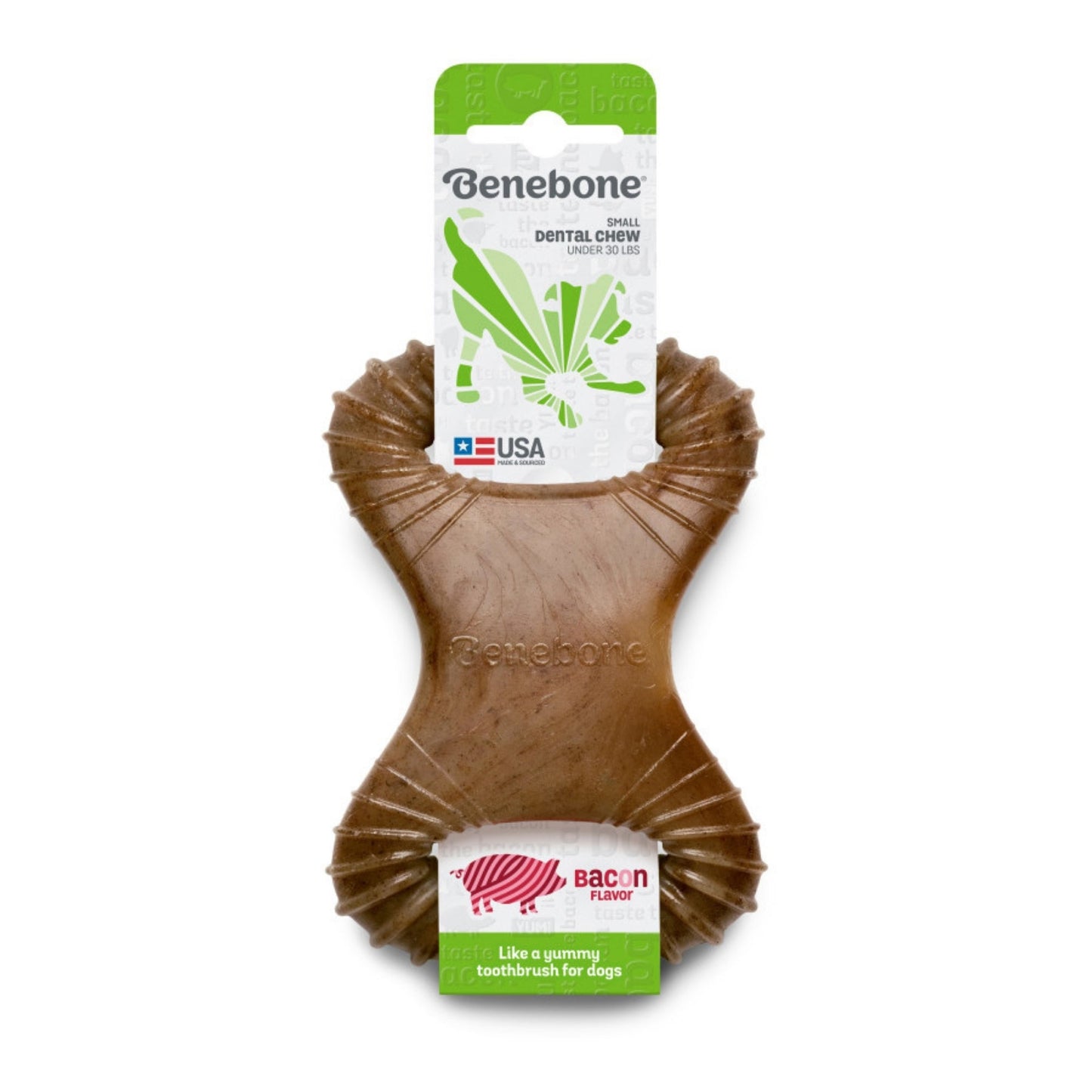 Benebone Dental Chew Durable Dog Chew Toy Bacon, 1ea/SM