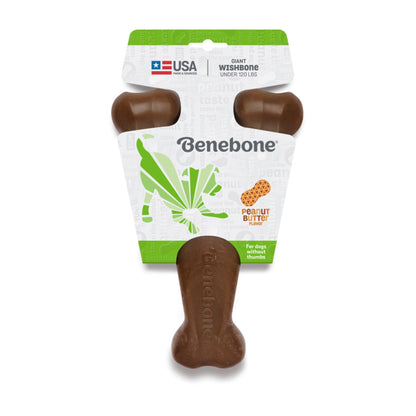 Benebone Wishbone Durable Dog Chew Toy Peanut Butter, 1ea/Giant