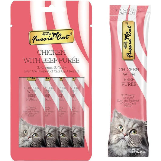 **Fussie Cat Puree Chicken Wl Beef 2oz/18count