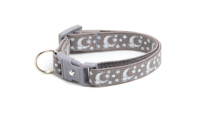 Silver Moons and Stars on Silver Cat Collar